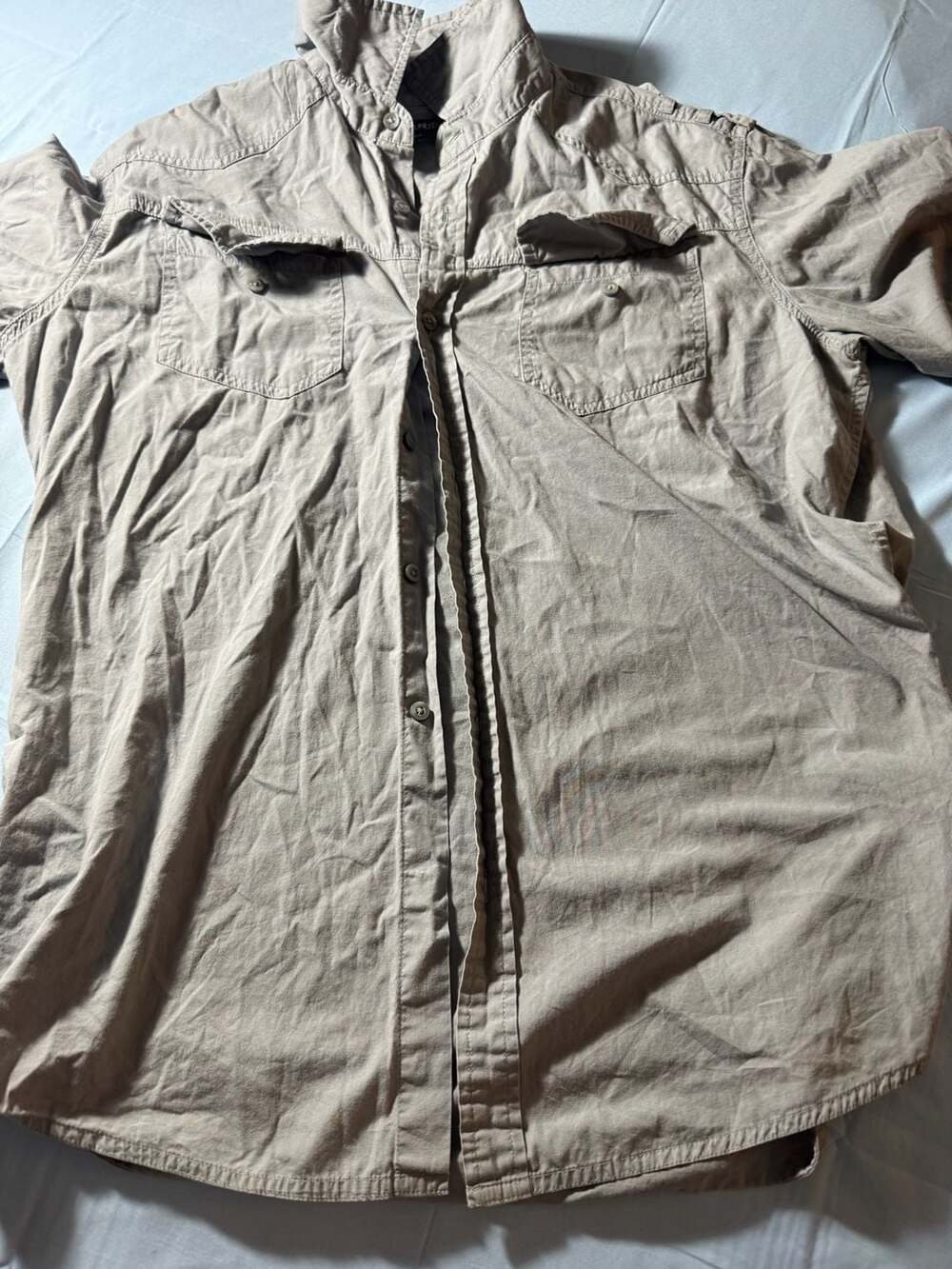 Ecko Unltd. Mens Button-Up Shirt Gray Long Sleeve Point Collar Two Pockets Large